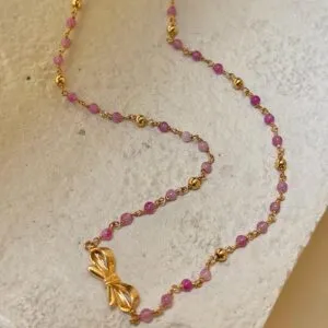 Bow Necklace With Rose-Quartz